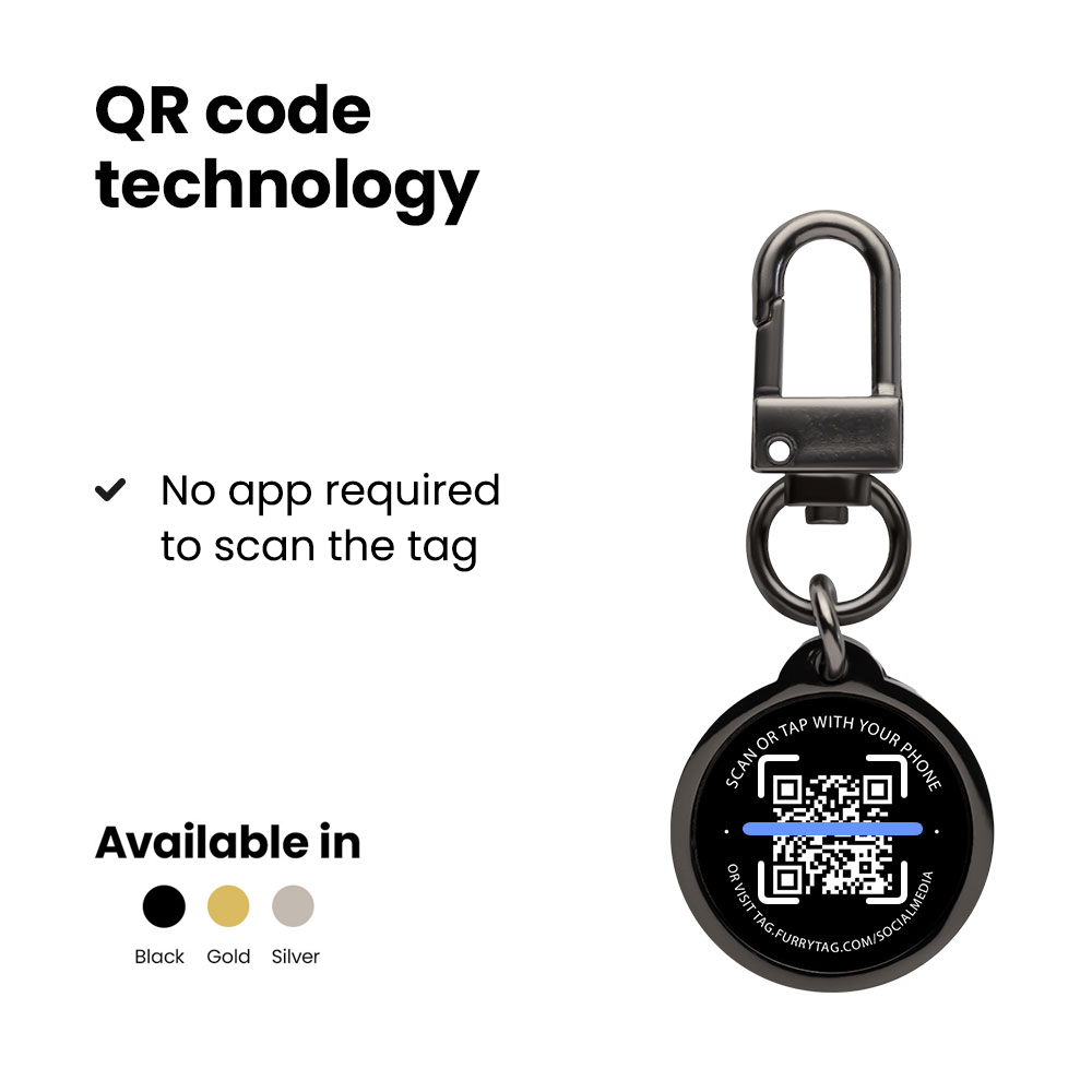 QRtagLab Smart QR Code Pet ID Tag - Waterproof Digital Profile Tag With Instant Alerts, No Subscription, 4 Colors