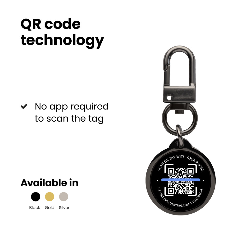 Black QR Code Pet ID Tag